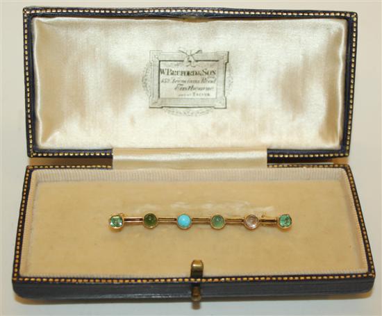 Multi gem set necklace and brooch